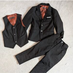 Black Three-Piece Suit with Vest